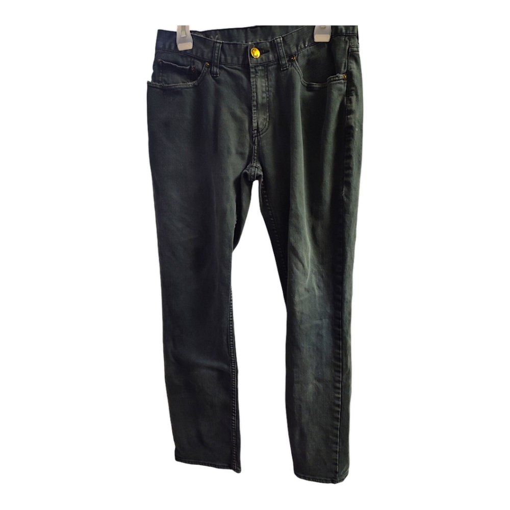 Men's Army Green Distressed Denim Skinny Jeans